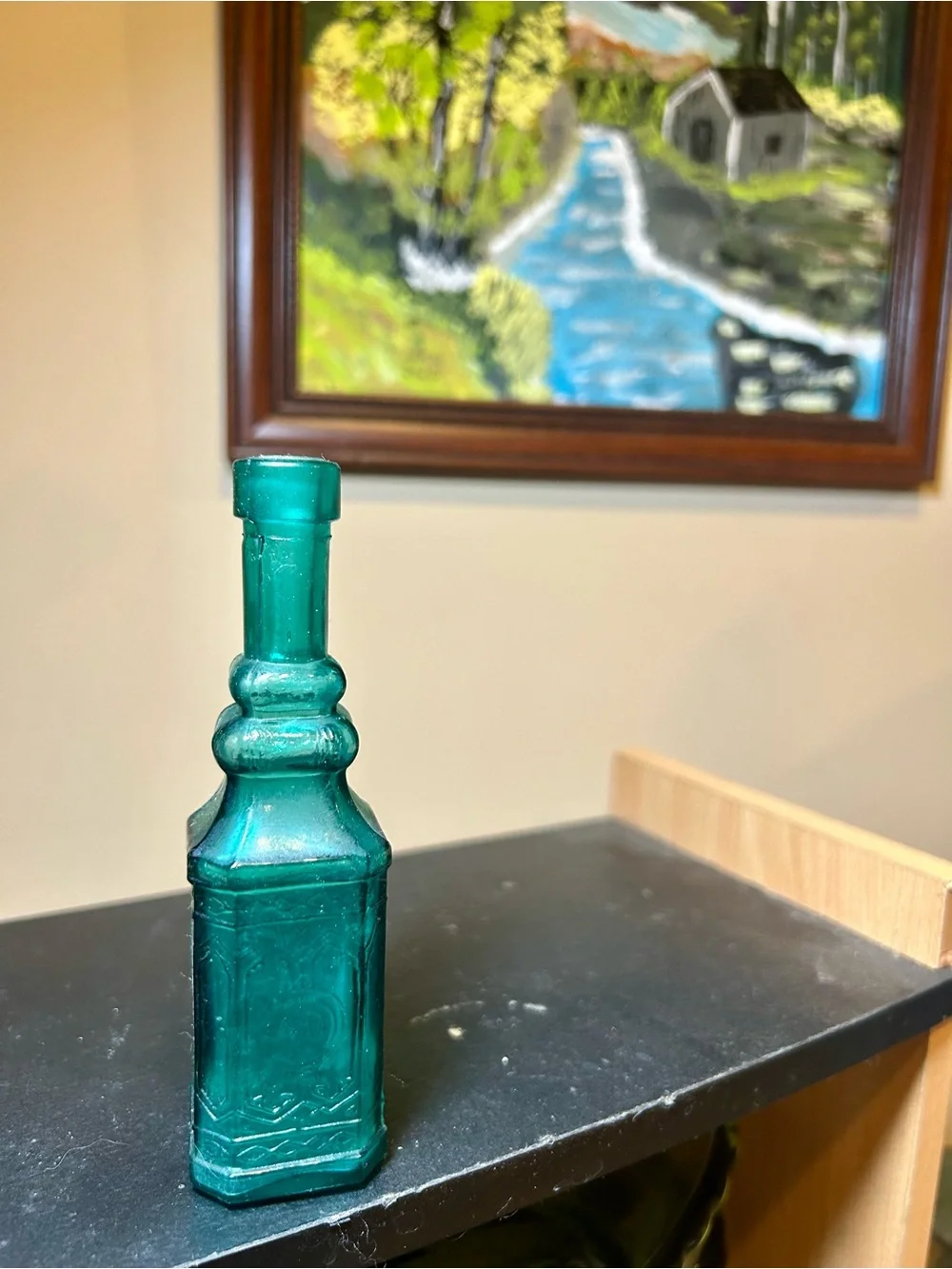 Teal Decorative Glass Bottle Vase - Home Accents